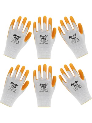Beybi Pn5 Sarı Polyester Örme Nitril Eldiven No: 10 / Xl 6'lı Kampanya 881780021670