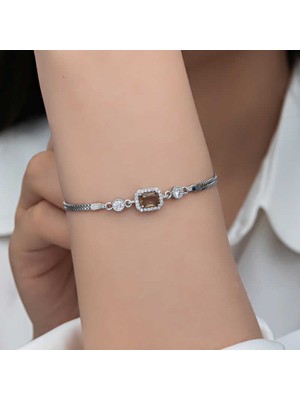 Usho Jewelry ​gümüş Kare Zultanit Taşlı Kadın Bileklik