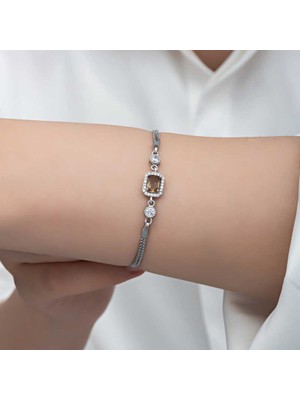 Usho Jewelry ​gümüş Kare Zultanit Taşlı Kadın Bileklik