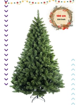 Oyuncak Store 150 cm Yılbaşı Çam Ağacı - Merry Christmas Çam Ağacı - 220 Dal Çam Ağacı