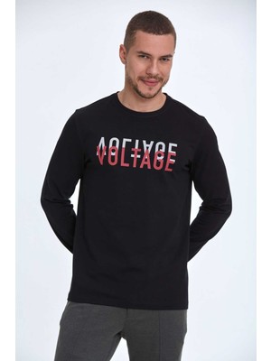 Voltaj Capri Erkek Uzun Kol Tişört Siyah