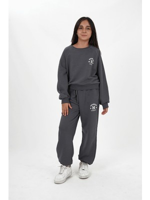 Haykids Kız Çocuk Bisiklet Yaka Baskılı Eşofman Takımı