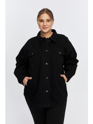 Rmg Büyük Beden Denim Ceket Siyah1