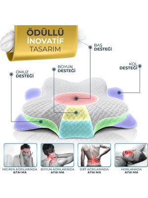 Terapise Boyun Destekli Ortopedik Visco Yastık 60*37*13/11 cm