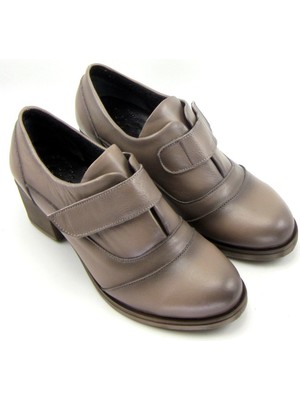 Erkan Saçmacı Shantel Vizon  Deri Günlük Topuklu Ayakkabı