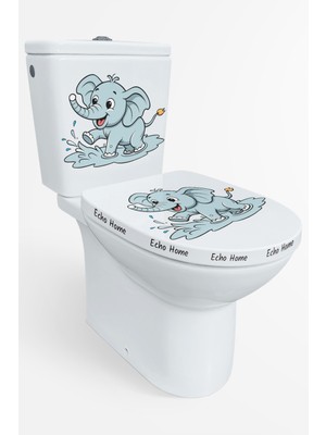 Echo Home Su Sıçratan Minik Sevimli Fil Klozet Sticker Banyo Sticker