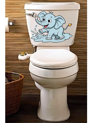 Echo Home Su Sıçratan Minik Sevimli Fil Klozet Sticker Banyo Sticker