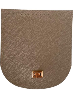 Yumakça Kilitli Çanta Kapağı 18X 20 cm Taş Renk Altın Klips