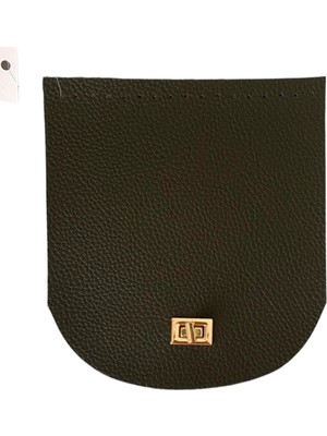 Yumakça Kilitli Çanta Kapağı 18X 20 cm Haki Renk Altın Klips