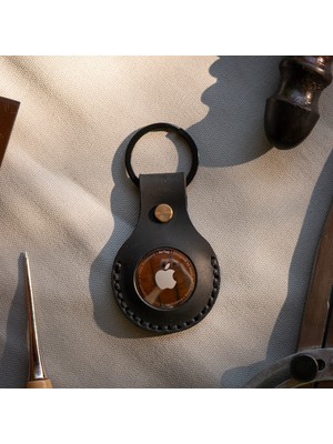 Minimal X Design Airtag Kılıfı  Deri Anahtarlık - Gerçek Deri El Yapımı - Minimalist Tasarım