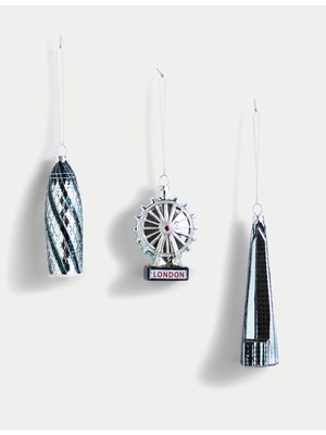 Marks & Spencer 3'lü Londra Temalı Cam Yılbaşı Süsü