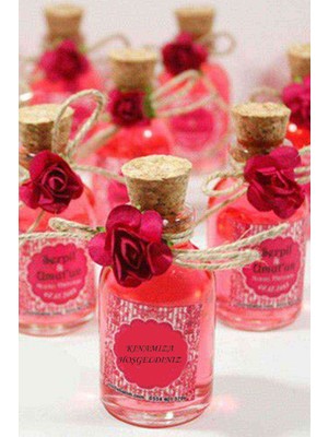Mevese 25 Adet Çiçekli Hediyelik Kolonya Şişesi, Nikah Şekeri, Bebek Şekeri - KIRMIZI