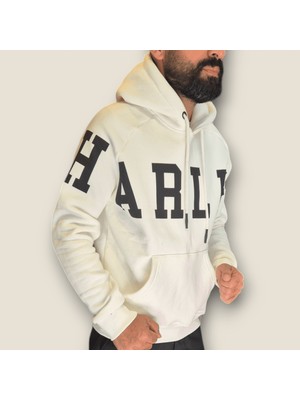 Viento Beyaz Renk 3iplik Şardonlu Kapüşonlu Sweatshirt