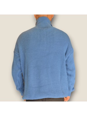 Viento Mavi Renk Yarım Fermuarlı Sweatshirt