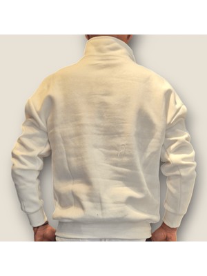 Viento Beyaz Renk Yarım Fermuar Sweatshirt