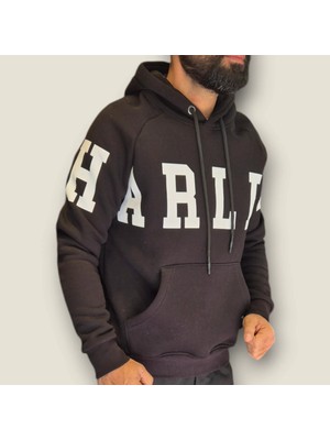 Viento Siyah Renk 3iplik Şaronlu Kapüşonlu Sweatshirt