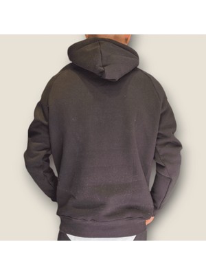 Viento Siyah Renk 3iplik Şaronlu Kapüşonlu Sweatshirt