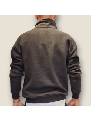 Viento Siyah Renkli Yarım Fermuarlı Sweatshirt