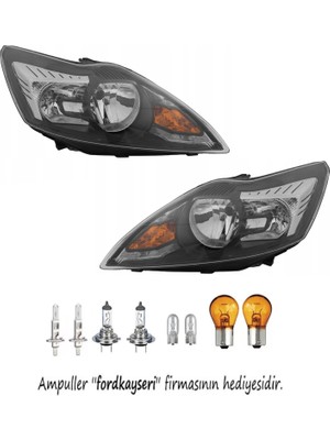 Fkoto Ford Focus 2,5 Ön Far Lamba Siyah Zemin Sağ Sol Takım 2008--2011