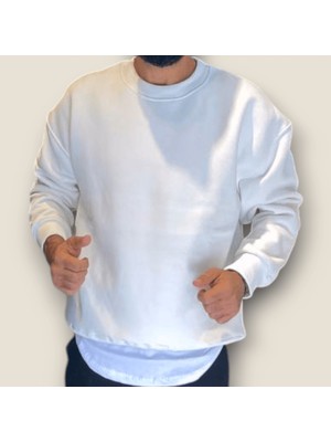 Viento Beyaz Renk Şardonlu Basic Sweatshirt