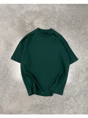 Mazıdağı Unisex Basic Bisiklet Yaka Oversize T-Shirt - Haki