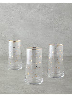 English Home Talisman Star Cam 3'lü Bardak 540 ml Şeffaf-Gold