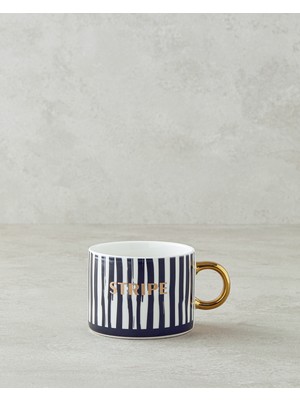 English Home All Stripe New Bone China Yılbaşı Kupa 345 ml Siyah - Beyaz