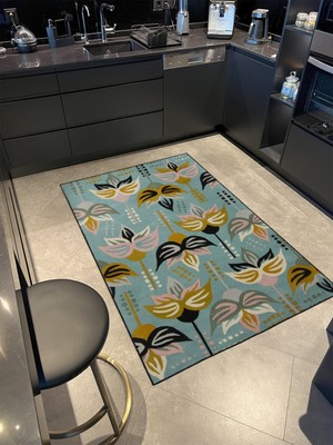 Rugs Modern Yeşil Renkli Yapraklı Desenli Dokuma Taban Halı MIRAVIP312