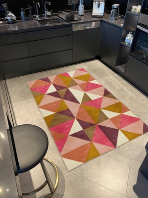 Rugs Modern Üçgenli Karışık Renkli Modern Geometrik Dokuma Taban Halı MIRAVIP489