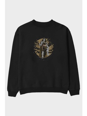 Ankhises Docter Doom Ön Baskılı Siyah Oversize Sweatshirt Erkek Kadın Bisiklet Yaka