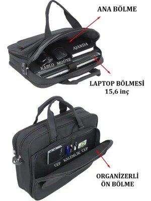 Case Club El Omuz Evrak Çantası 15.6 Inç Laptop Bölmeli Case Club 104