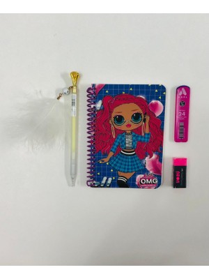 Kırtasiye Seti ( L.o.l. Surprıse Omg Not Defteri - Tüylü Taşlı Uçlu Kalem - Uç - Silgi )