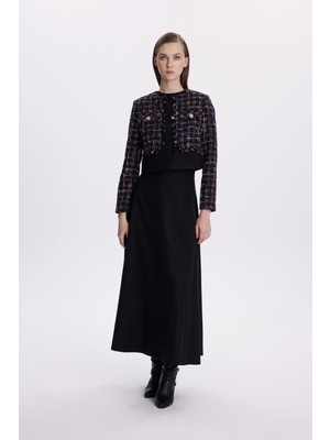 Zühre Tweed Desenli Düğme Detaylı Ikili Takım