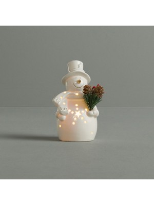 Linens Snowman 8,3x7,4x14 Cm Led Dekor