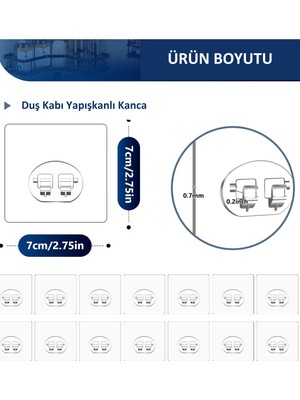 Güçlü Kendinden Yapışkanlı Banyo Askısı Duş Rafı Kancası 10 Adet