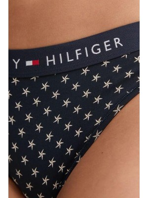 Tommy Hilfiger Kadın Mavi Tanga Print UW0UW04796