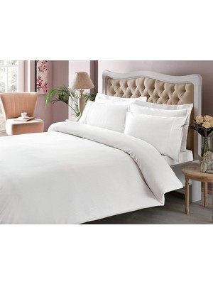 Store Basic Stripe DÜZ%100 Pamuk Nevresim Takımı, Beyaz, Çift Kişilik