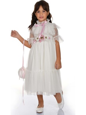 Mnk Baby & Kids Dantel Vintage Çantalı Elbise MNKA248