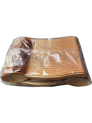 Omeyva Plastik Şeffaf Altın Sarı Gold Sup Kaşık - Tatlı Dondurma Kaşığı - 12.5  cm . - 50 Adetlik Paket