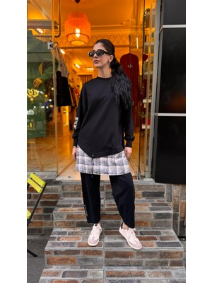 Ceren İrem Boutique 10572 Altı Gömlekli Sweat-Siyah