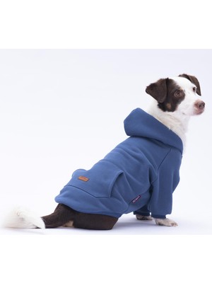 Pettrend Lacivert Kanguru Cepli Kedi-Köpek Hoodie- Sweatshirt  Kedi Köpek Kıyafeti