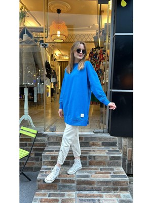 Ceren İrem Boutique 30644 Basic Sweat-Mavi