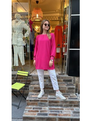 Ceren İrem Boutique 4401 Basic Tunik-Fuşya