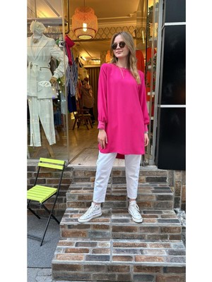 Ceren İrem Boutique 4401 Basic Tunik-Fuşya