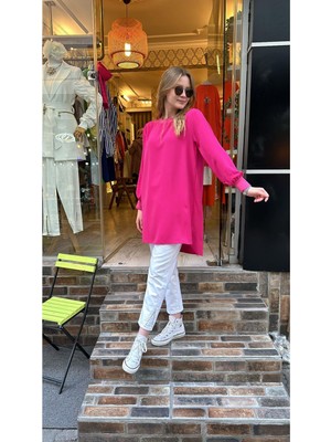 Ceren İrem Boutique 4401 Basic Tunik-Fuşya