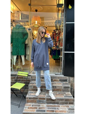 Ceren İrem Boutique 30644 Basic Sweat-Füme