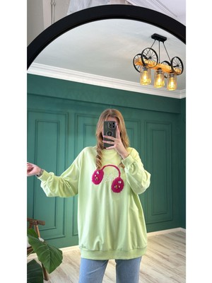 Ceren İrem Boutique 33303 Taş Peluş Detay Sweat-Neon