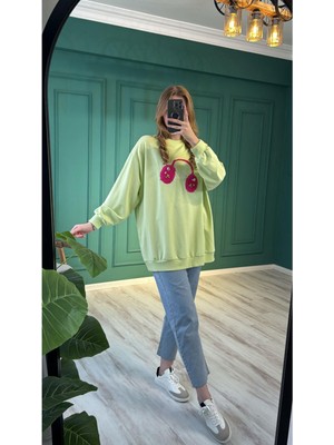 Ceren İrem Boutique 33303 Taş Peluş Detay Sweat-Neon