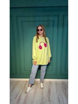 Ceren İrem Boutique 33303 Taş Peluş Detay Sweat-Neon