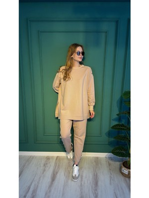 Ceren İrem Boutique 1147 Marina Düğmeli Takım-Bej